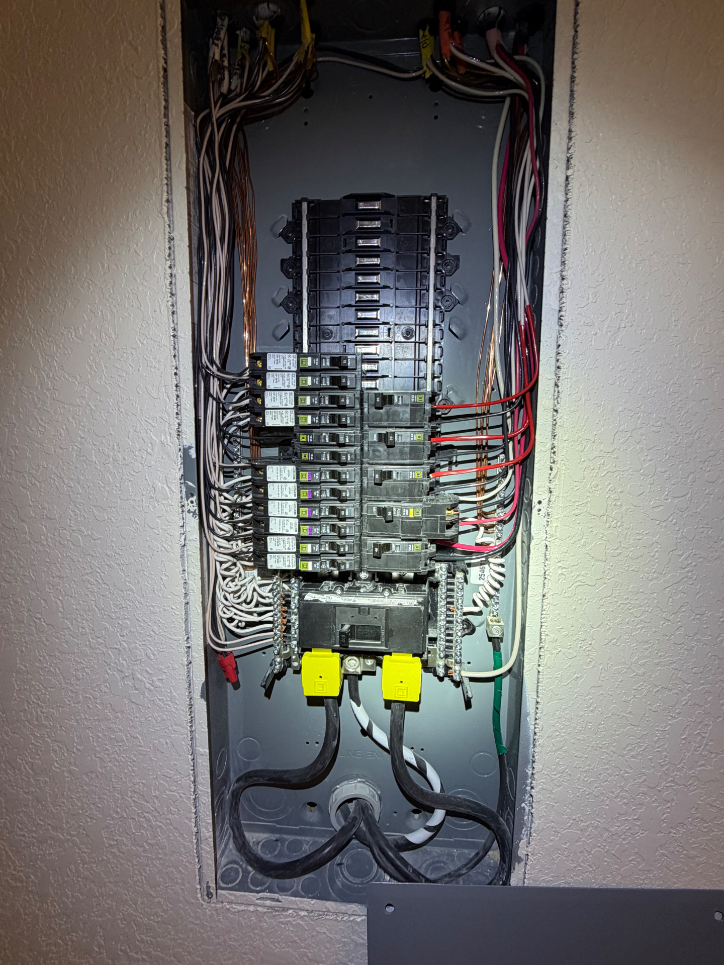 Open electrical panel inspected during a 4-point inspection