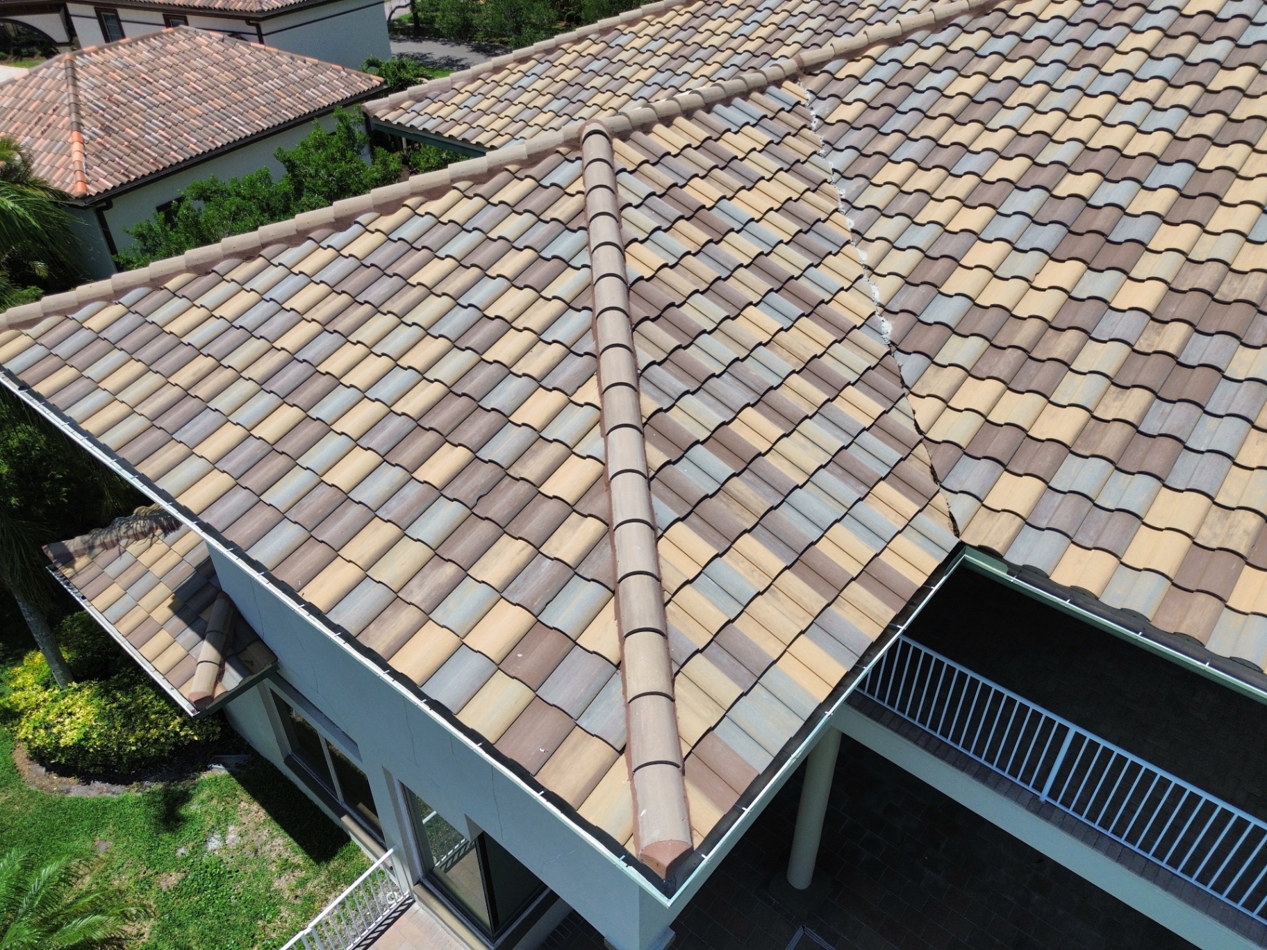 Close-up of barrel tile roof